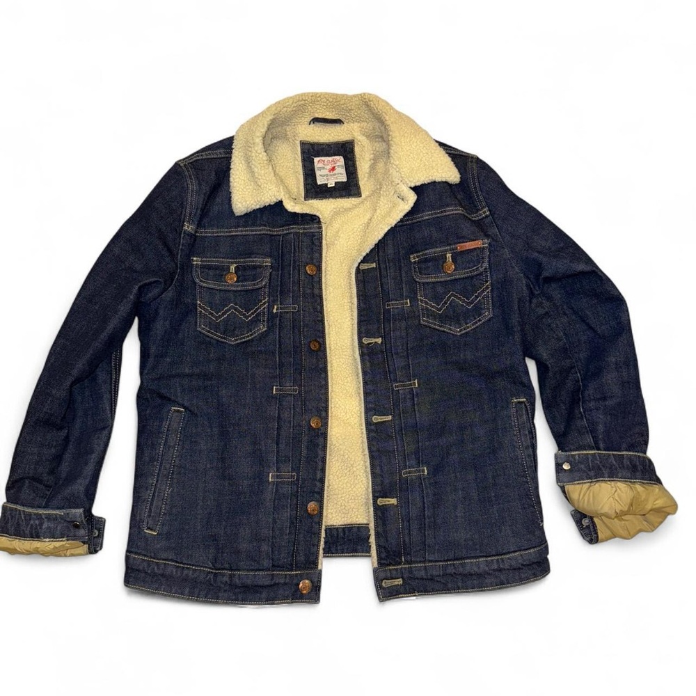 Classic Men's Blue Denim Jacket with Cream Lining